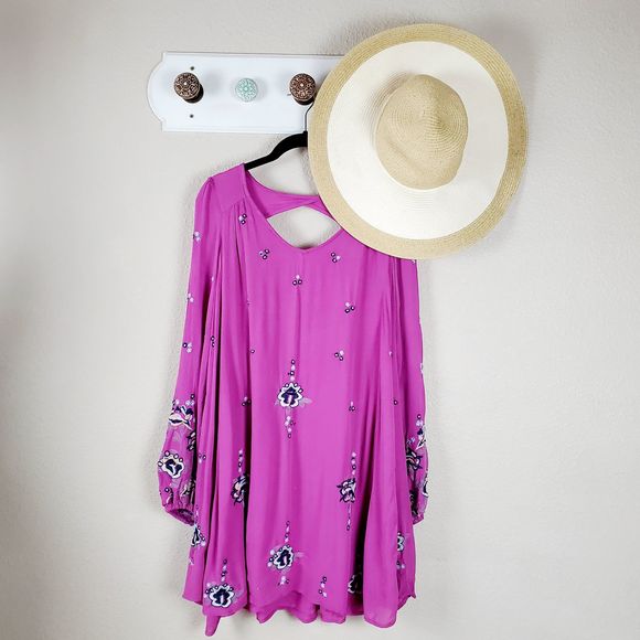 FREE PEOPLE Oxford Embroidered Lilac Mini Dress